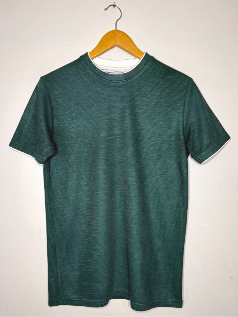 Denim & Flower Forest Green Crew Neck Short‎ Sleeve Contrast Trim Tee